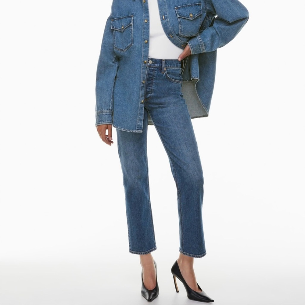 Aritzia Denim Forum The Arlo Hi-Rise Straight Jean Size 24 Classic Blue Jeans